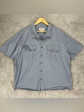 Filson Short Sleeve Button Up Shirt Men’s 3XL Gray Lightweight Pockets Cotton